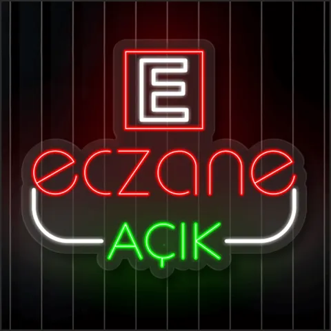 Eczane, Açık ve E Logo Neon Led Tabela 60x50CM — referans görsel — değiştirilecek