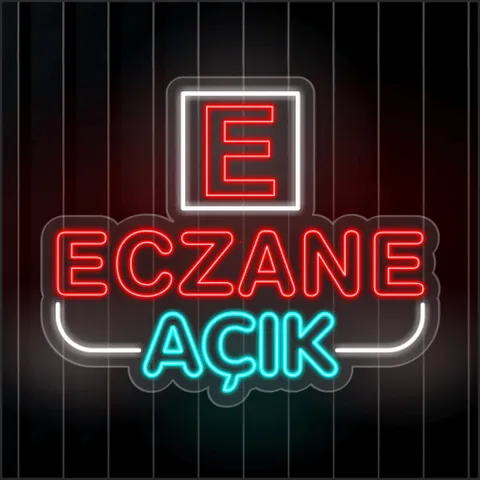 Eczane, Açık ve E Logo Neon Led Tabela 65x55CM — referans görsel — değiştirilecek